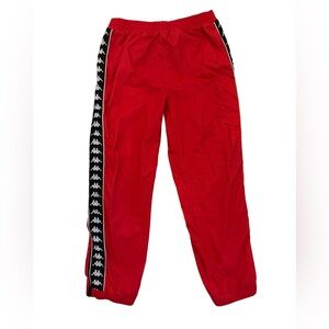 Kappa Track Pants Men Red Della Tuta 222 Banda Tape Stretch Athletic Gym medium